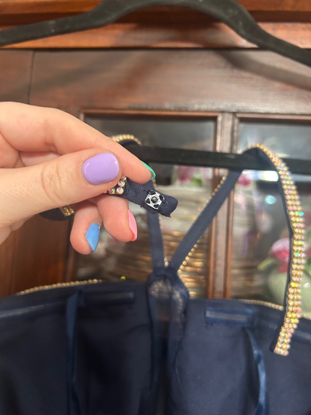 Navy Maxi Evening Dress with Crystal-Trim Straps - Picture 10 of 10